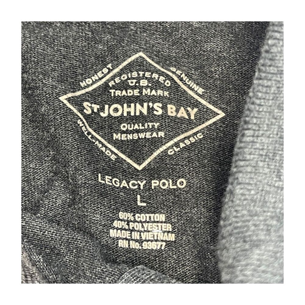 St John's Bay Legacy Polo Shirt Men's Large Gray Golf Performance Long Sleeve - Picture 2 of 6